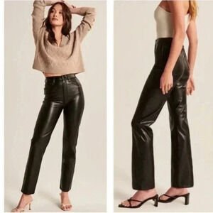 Abercrombie & Fitch Faux Leather Ankle Straight Ultra High Rise Pants